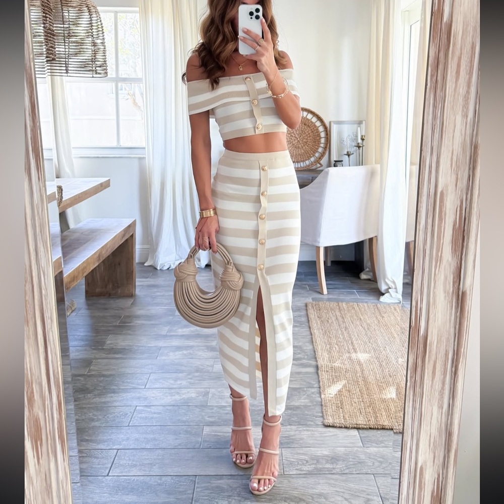Tan Maxi Pencil Skirt & top set for Resort Wear